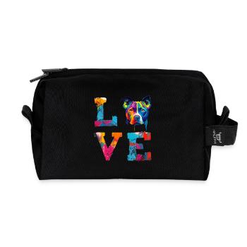Pitbull Dog Love Colorful Pop Art Portrait - Recycled Toiletry Zip Bag - black - Front