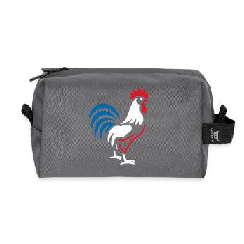 Coq vibrant bleu rouge - Trousse de toilette en tissu recyclé - anthracite - Devant