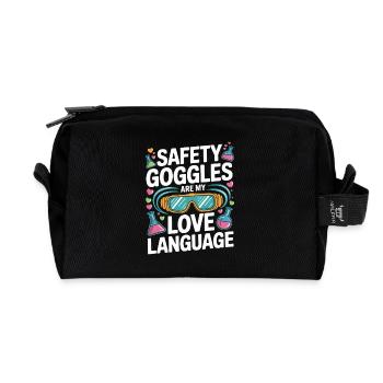 Love Language Safety Goggles - Recycled Toiletry Zip Bag - black - Front