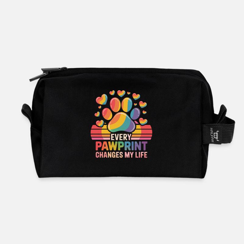  Every Pawprint Changes My Life Regenbogen Pfote - Recycelte Kulturtasche - Schwarz