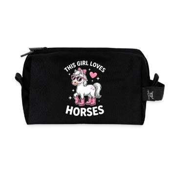 Paroles de chevaux Cadeau amusant de cheval - Trousse de toilette en tissu recyclé - noir - Devant