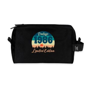 40th Birthday 40 Years 1986 Retro Vintage Gift - Recycled Toiletry Zip Bag - black - Front