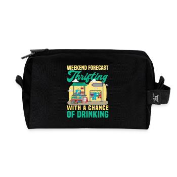 Thrift Shopper Weekend Forecast Thrift Store - Recycled Toiletry Zip Bag - black - Front