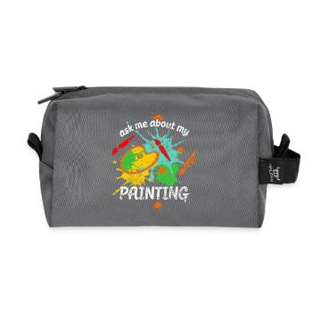 Ask me about my painting, design for artists - Recycled Toiletry Zip Bag - anthracite - Front