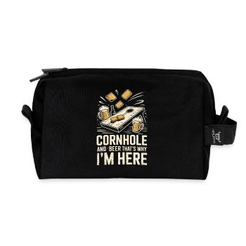 Cornhole und Bier - Recycelte Kulturtasche - Schwarz - Vorne