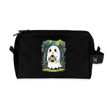 Lantern spirit in the forest at night - Recycled Toiletry Zip Bag - black - Front