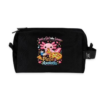 Pizza Axolotl Liebe Motiv - Recycelte Kulturtasche - Schwarz - Vorne