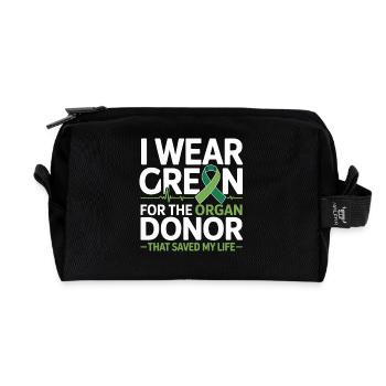 Green organ donation lifesaver - Recycled Toiletry Zip Bag - black - Front