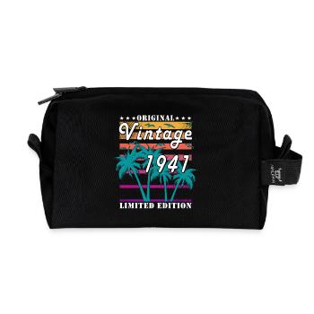 Born in 1941 - Recycled Toiletry Zip Bag - black - Front