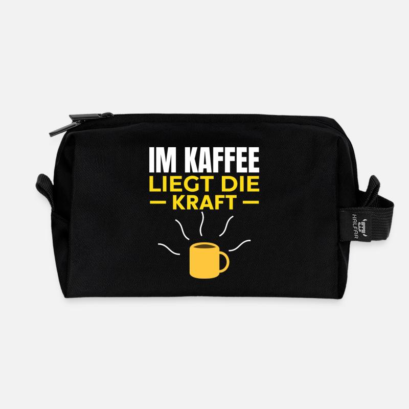 Im Kaffee liegt die Kraft - Recycelte Kulturtasche - Schwarz