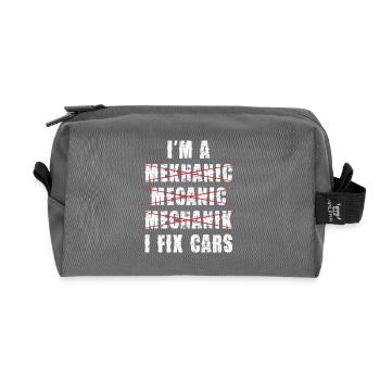 Humour de mécanicien de voitures Je répare - Trousse de toilette en tissu recyclé - anthracite - Devant