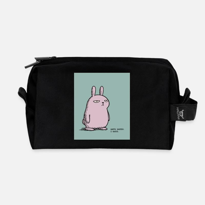 Frohe Ostern, schätze ich – Grumpy Bunny Easter Design - Recycelte Kulturtasche - Schwarz