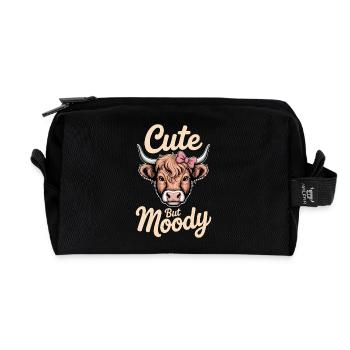 Highland Cattle Sayings Moody Funny Gift - Recycled Toiletry Zip Bag - black - Front