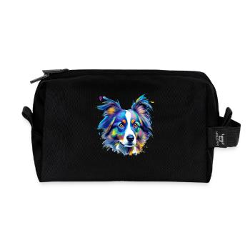 Australian Shepherd Aussie Buntes Hundeporträt - Recycelte Kulturtasche - Schwarz - Vorne