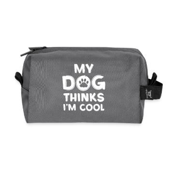 My dog thinks I'm cool - Recycled Toiletry Zip Bag - anthracite - Front