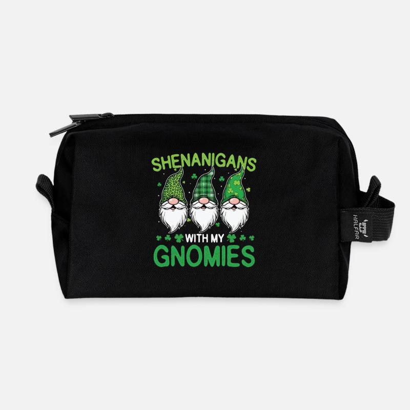 Streiche mit meinen Gnomen St. Patrick's - Recycelte Kulturtasche - Schwarz
