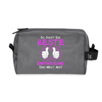 Receptionist Saying - Recycled Toiletry Zip Bag - anthracite - Front