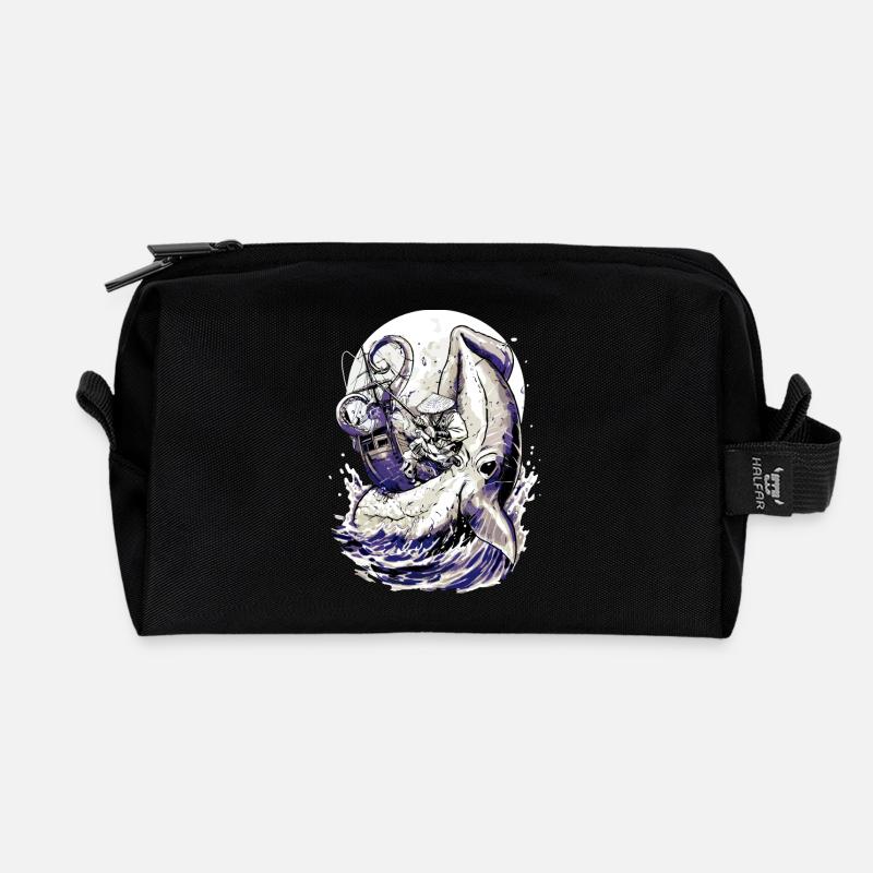 Japan Fischer Kraken Kampf – Ukiyo-e Tintenfisch - Recycelte Kulturtasche - Schwarz