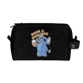 Dick und Durstig Lustiger Spruch Saufen Bier - Recycelte Kulturtasche - Schwarz - Vorne