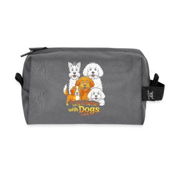 Life is Better with Dogs - Recycled Toiletry Zip Bag - anthracite - Front