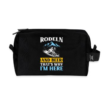 Sledging TOBOGGANING AND CYCLING, THAT'S WHY I'M HERE - Recycled Toiletry Zip Bag - black - Front