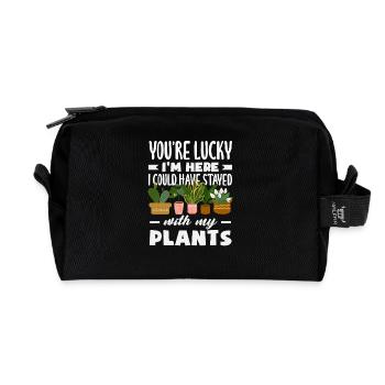 Ça aurait pu rester avec mes plantes. Plus drôle - Trousse de toilette en tissu recyclé - noir - Devant