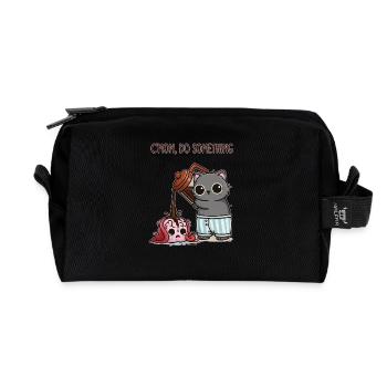 C'mon, Do Something – Coffee for my brain - Recycled Toiletry Zip Bag - black - Front