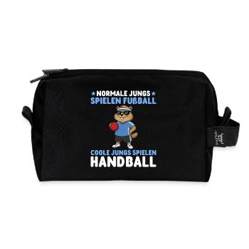 Handball player marmot Cool boys play handball - Recycled Toiletry Zip Bag - black - Front