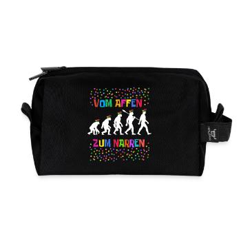Homo Karnevalis | Vom Affen zum Narren, Fastnacht - Recycelte Kulturtasche - Schwarz - Vorne
