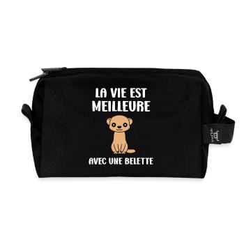 Vie meilleure avec une belette - Trousse de toilette en tissu recyclé - noir - Devant