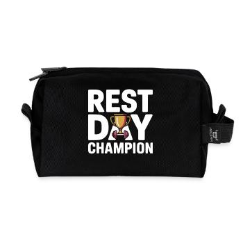 Rest Day Champion Fitness Humor - Recycled Toiletry Zip Bag - black - Front