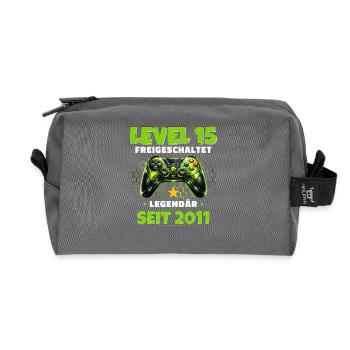 15. Geburtstag Gamer Shirt Level 15 freigeschaltet - Recycelte Kulturtasche - Anthrazit - Vorne