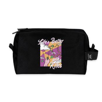 Kites Kite Flying Life's Better With Kites - Recycled Toiletry Zip Bag - black - Front