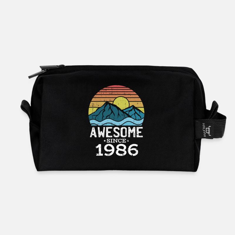 Sonnenuntergangsberge 1986 - Recycelte Kulturtasche - Schwarz