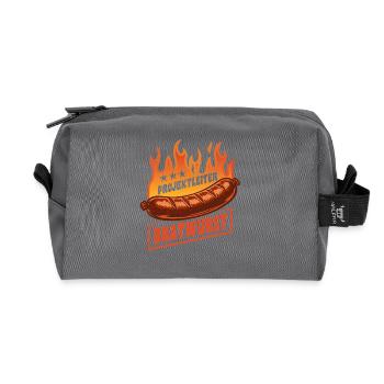 Project Manager Bratwurst | Grilling Flames Cult - Recycled Toiletry Zip Bag - anthracite - Front