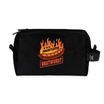 Projektleiter Bratwurst | Grillen Flammen Kult - Recycelte Kulturtasche - Schwarz - Vorne