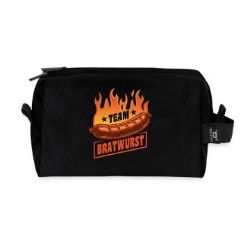 Team Bratwurst | Grillen Flammen Party - Recycelte Kulturtasche - Schwarz - Vorne
