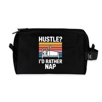 Hustle I'd Rather Nap Funny Lazy Humor Quote - Recycelte Kulturtasche - Schwarz - Vorne