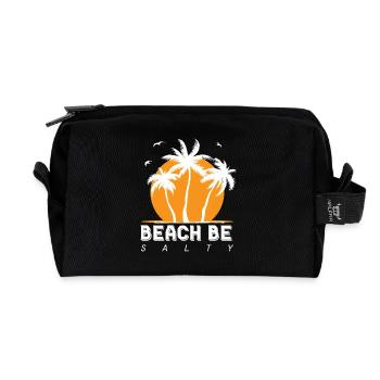 Beach Be Salty Palm Trees Sunset - Recycled Toiletry Zip Bag - black - Front