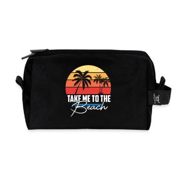 Take Me to the Beach Retro Palmen - Recycelte Kulturtasche - Schwarz - Vorne