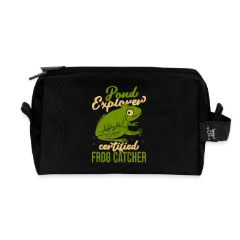 Frog Catcher Pond Explorer Certified Frog - Recycled Toiletry Zip Bag - black - Front