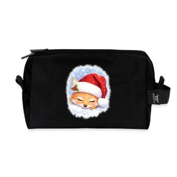 Schlafender Fuchs mit Weihnachtsmütze - Recycelte Kulturtasche - Schwarz - Vorne