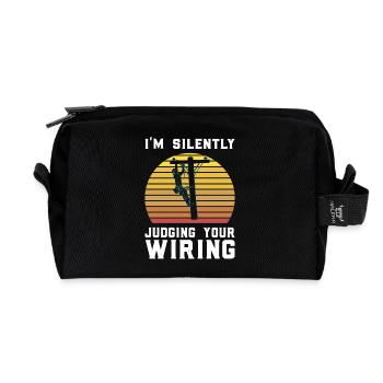 I silently judge your wiring - Recycled Toiletry Zip Bag - black - Front