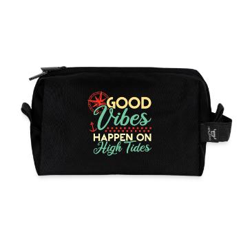 Gute Vibes an hohen Gezeiten - Recycelte Kulturtasche - Schwarz - Vorne