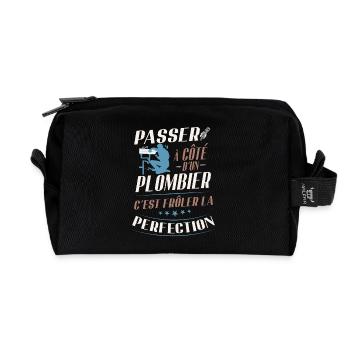Humor Plumber Verging on Perfection - Recycled Toiletry Zip Bag - black - Front