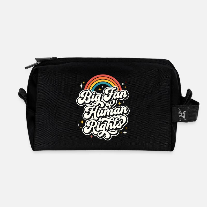 Großer Fan von Human Rights Retro Rainbow - Recycelte Kulturtasche - Schwarz