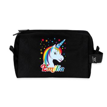 Emilia, nom de jeune fille, prénom préféré - Trousse de toilette en tissu recyclé - noir - Devant