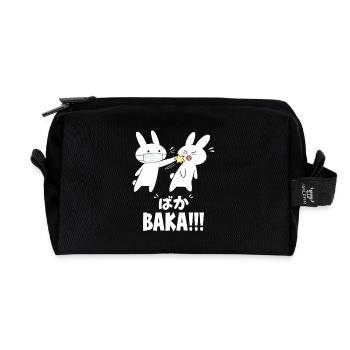 Baka Rabbit Slap Anime Funny Japanese Otaku - Recycled Toiletry Zip Bag - black - Front