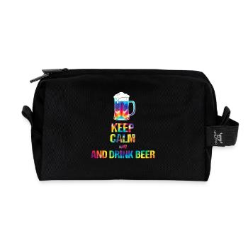 Keep  Calm and drink beer Tie-Dye - Recycelte Kulturtasche - Schwarz - Vorne