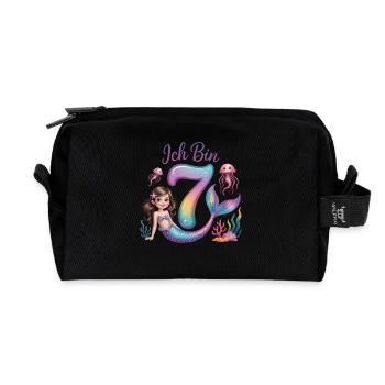 Ich Bin 7 Meerjungfrauen Mädchen 7. Geburtstag - Recycled Toiletry Zip Bag - black - Front